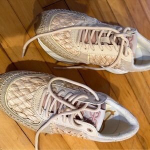 Sam Edelman Cream and Tan Woven Sneakers